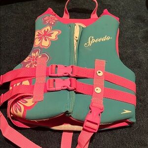 Speedo Kids Swim Vest - Teal and Pink Floral